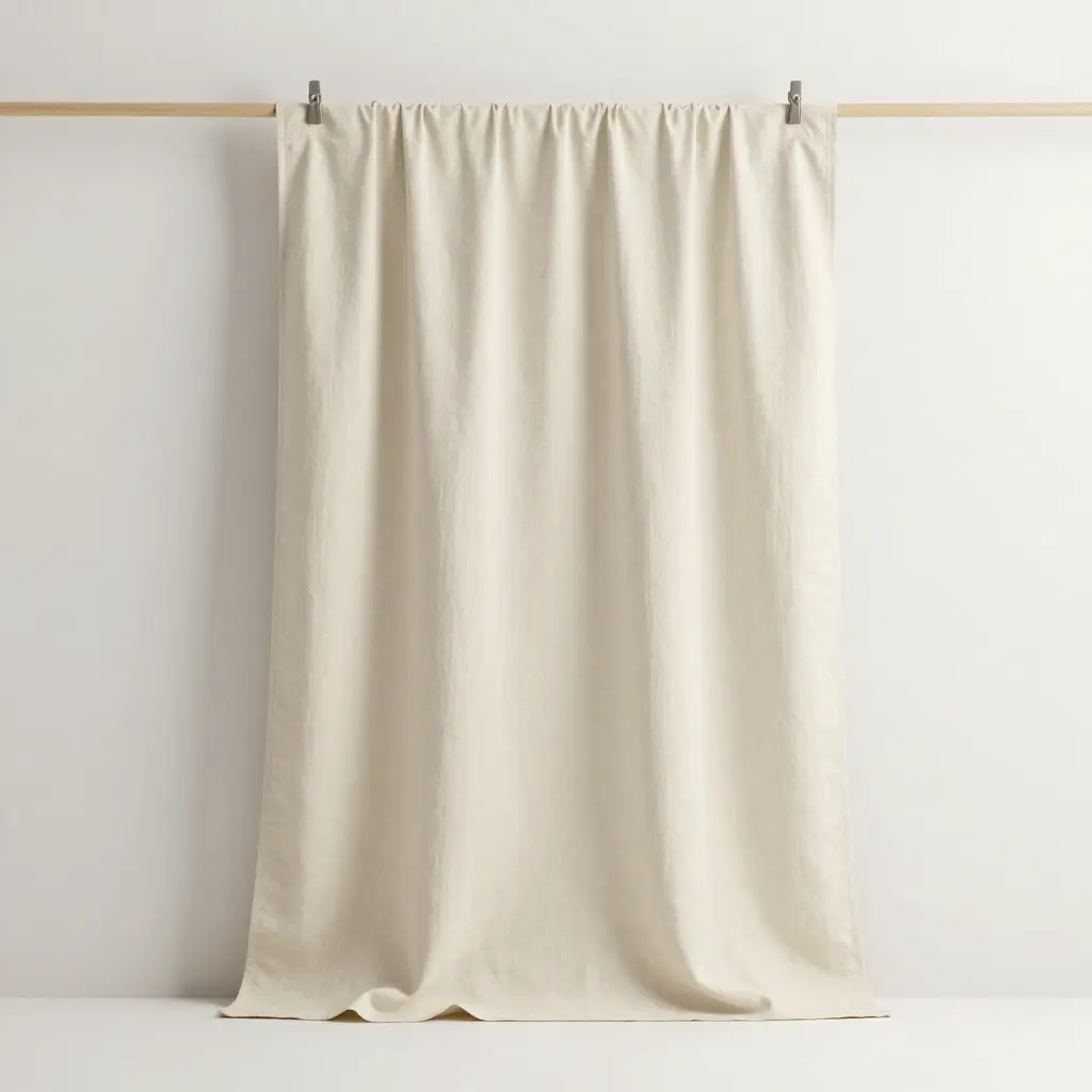 Cortina elegante beige instalada profesionalmente