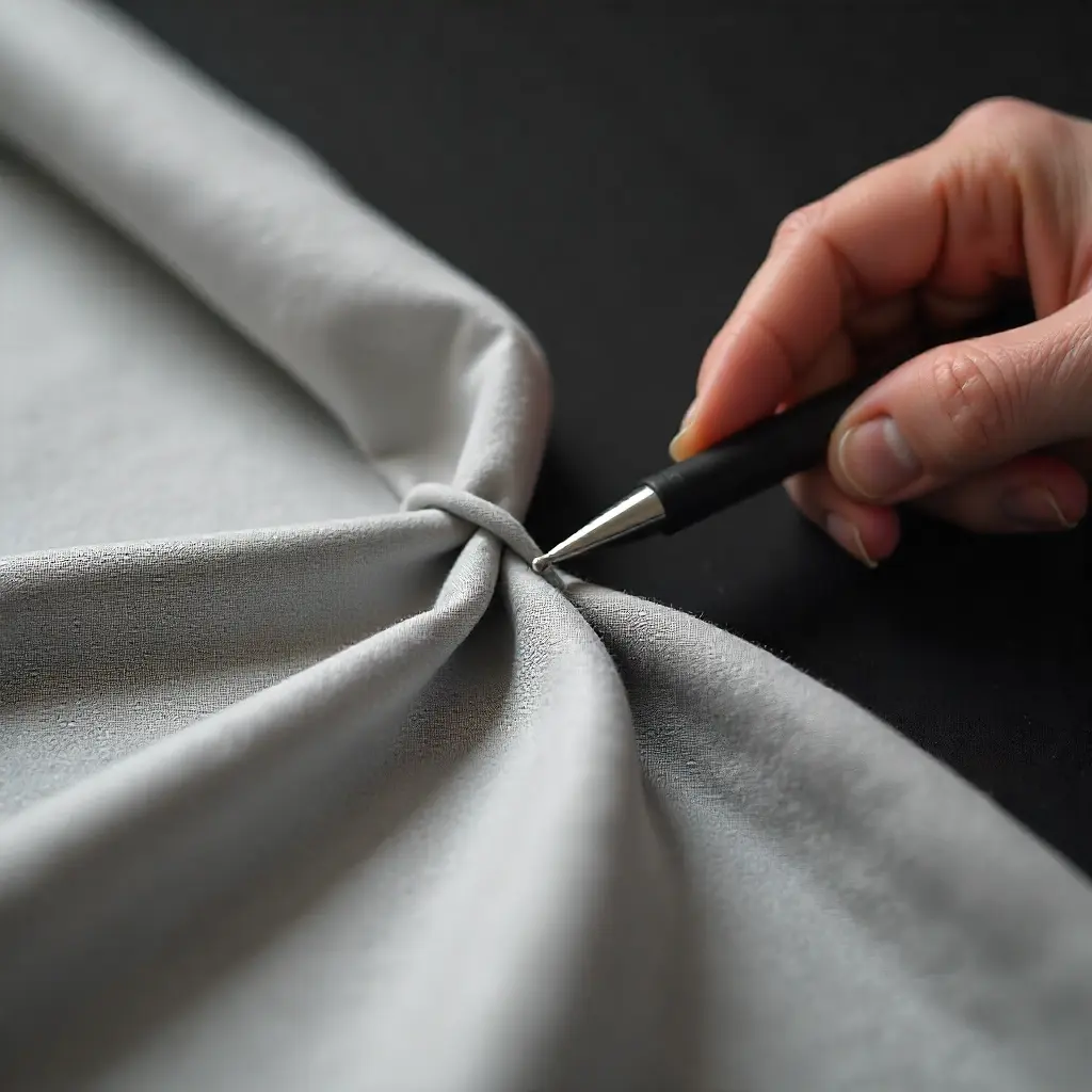 Técnico realizando plisado de cortina de lujo