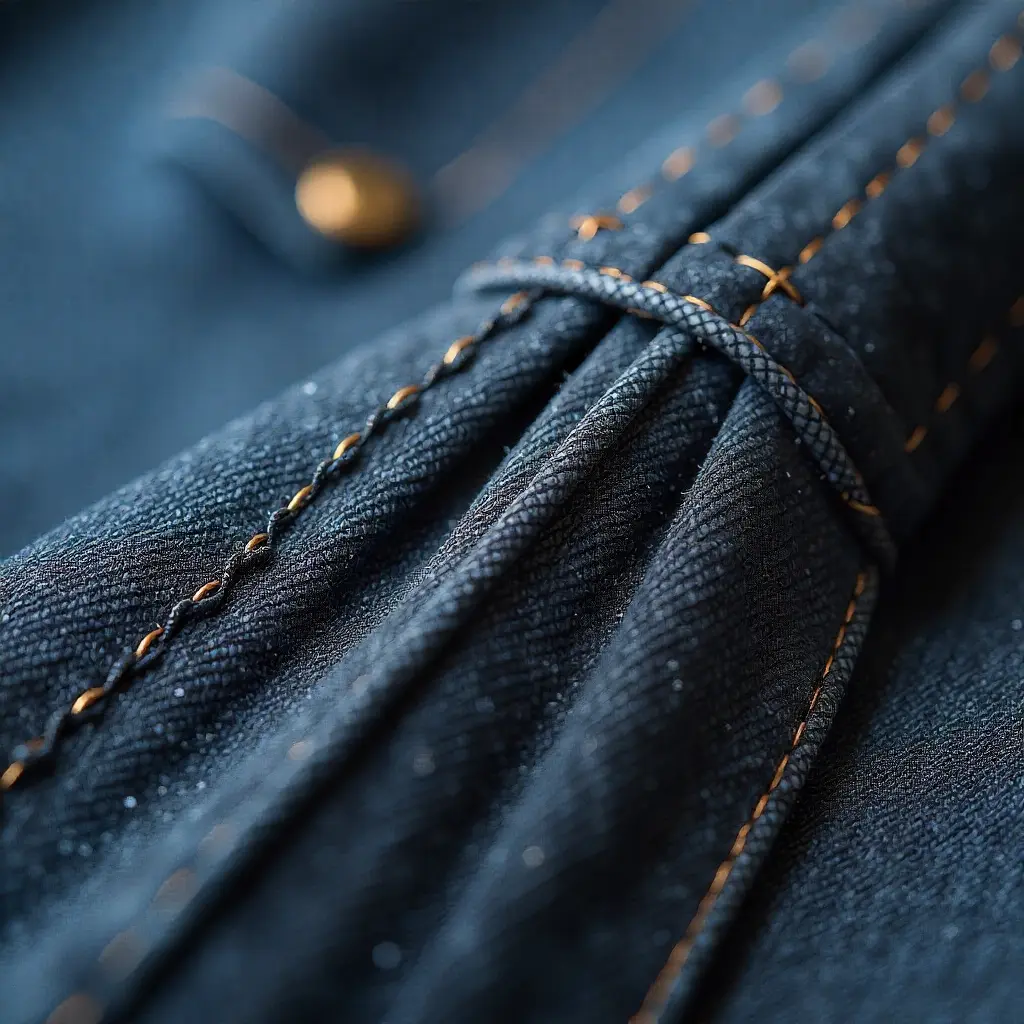 Detalle de plisado profesional en tela